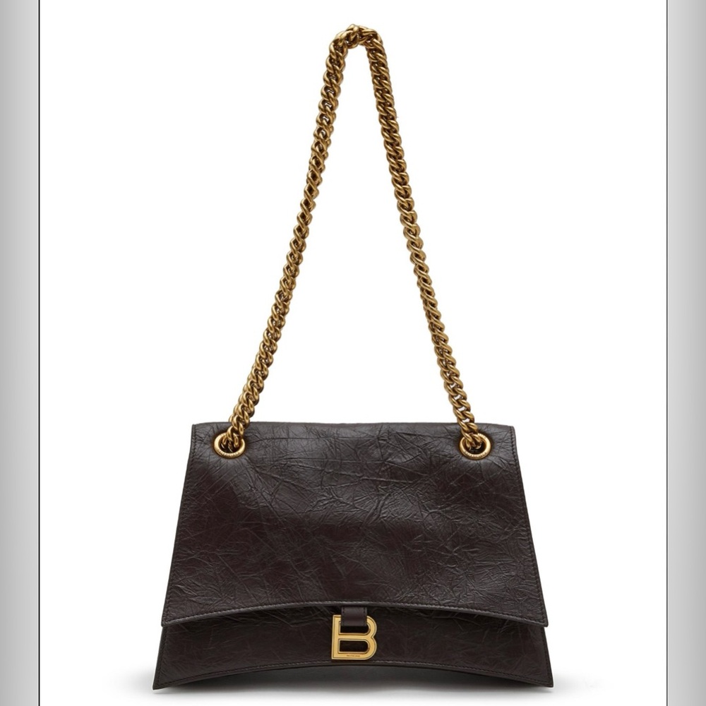 NEW Balenciaga Crush Leather Medium Chain Bag in Dark Brown